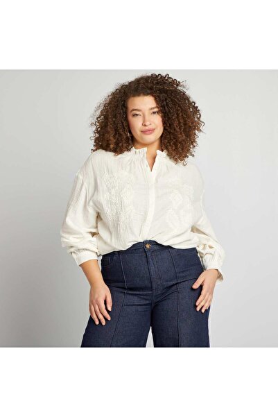 KİABİ Cotton gauze shirt BEIGE