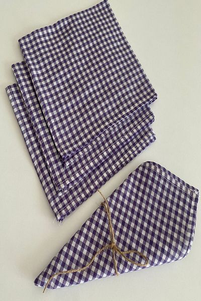 zarafet concept Purple Gingham Tablecloth, Napkin, Picnic Set 5 Pieces,
