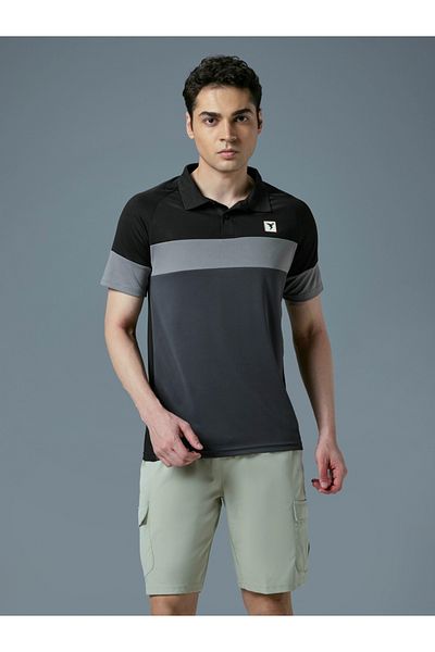 Technosport By Styli Color Block Short Sleeve Slim Fit Polo T-Shirt