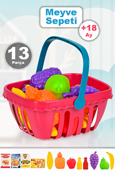 Meleni Toys سلة تسوق مكونة من 13 قطعة - سلة تسوق للوجبات الخفيفة من الخضار وا...