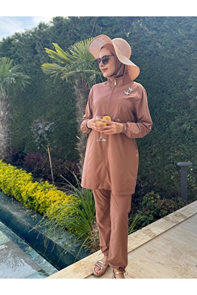 Moodbasic YILDIZ AKSESUARLI FERMUARLI TESETTÜR MAYO