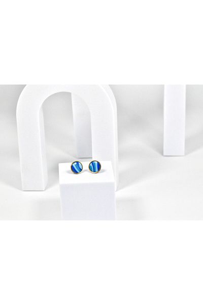 NARRU Cercei NARRU lucrati manual, rotunzi, 1.2 mm, albastru, bleu si auriu, Koralia