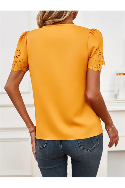 Take Two By Styli Solid Cut Out Detail V-Neck Top