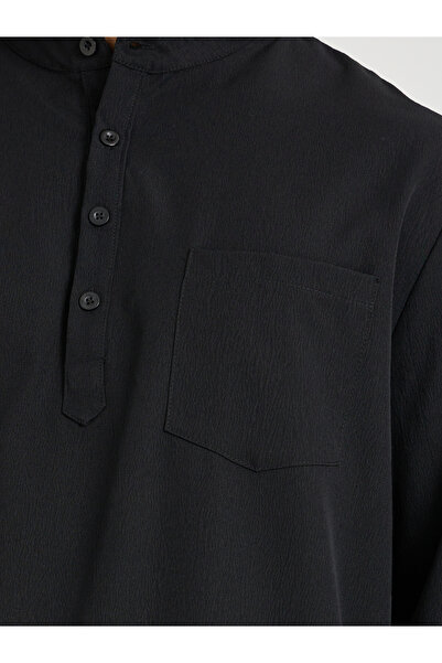 Take Two By Styli Men Black Solid Stand Collar Long Sleeve Kurta