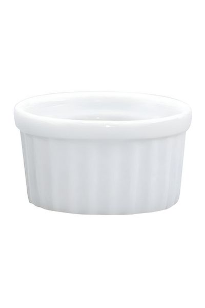 HIC Microwave and Dishwasher Safe Porcelain Kitchen Ramekin Bowl White 1oz