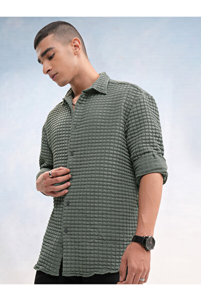 Highlander By Styli Textured Relaxed Fit Shirt