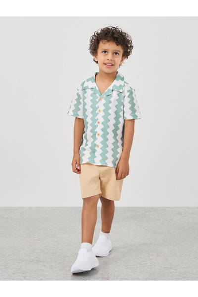 Styli قميص بياقة منتجع بطباعة كاملة