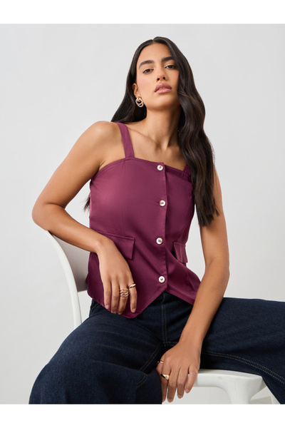 Styli Strappy Buttoned Asymmetric Hem Waistcoat