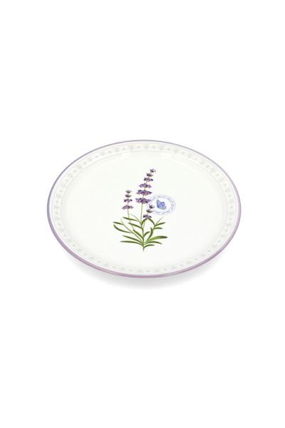 Bien Servi Desssert Plate with Decal Purple Rim 20cm