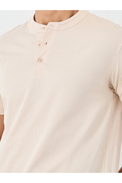 Styli Pure Cotton Jersey Mandarin Collar Polo T-Shirt