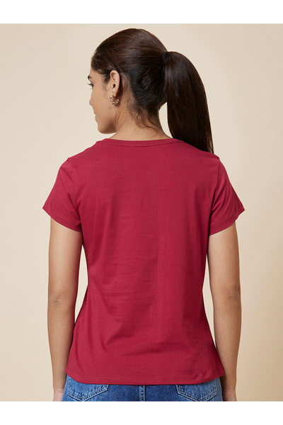 Globus By Styli Slogan Print Round Neck Cotton T-Shirt