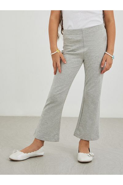 Styli Girls Grey Solid Elasticated Waistband Flared Leggings