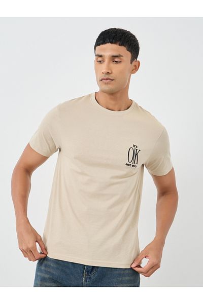 Styli Embroidered Detail Regular Fit Cotton T-Shirt