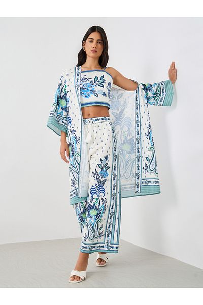 Styli Printed Wide Leg Pants with Drawstring