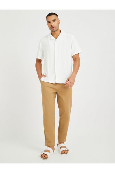 Styli Men White Waffle Textured Resort Collar Relaxed Fit Shirt