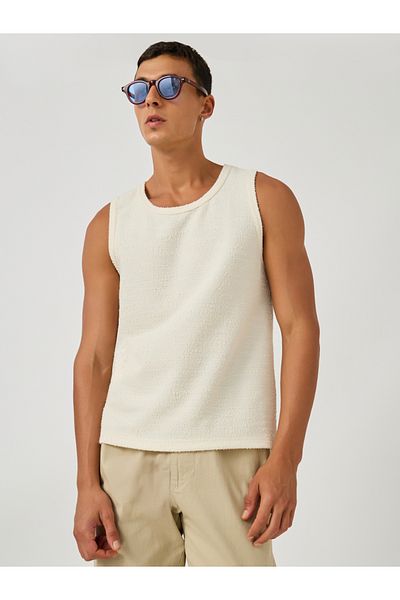 Styli Textured Crew Neck Regular Fit Tank T-Shirt