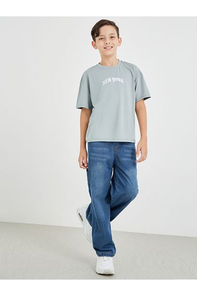 Styli Boys Grey Graphic Print Short Sleeve Oversized T-Shirt
