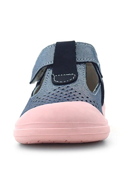 Rakerplus Shaun Genuine Leather Navy Blue Glitter Velcro Anatomical Baby Sandals