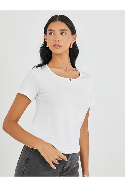 Styli Solid Round Neck T-Shirt