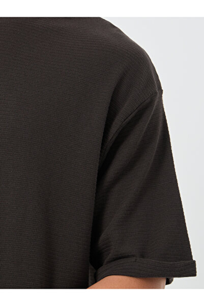 Styli Waffle Knit Oversized T-Shirt with Turn-Up Sleeves