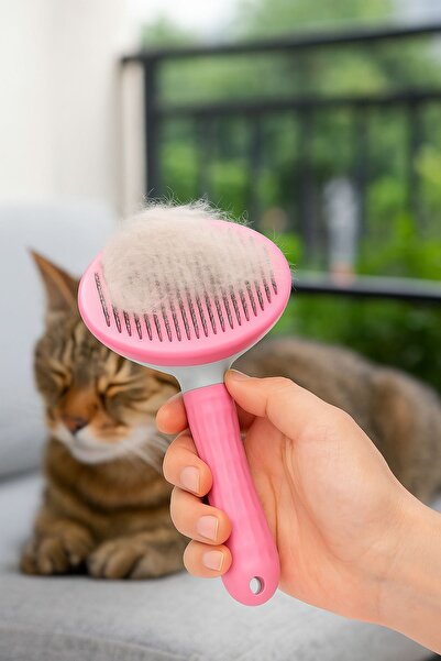 TOYFEST Cat Dog Comb with Automatic Hair Removal – Ergonomic Brush for Comfortable Grooming