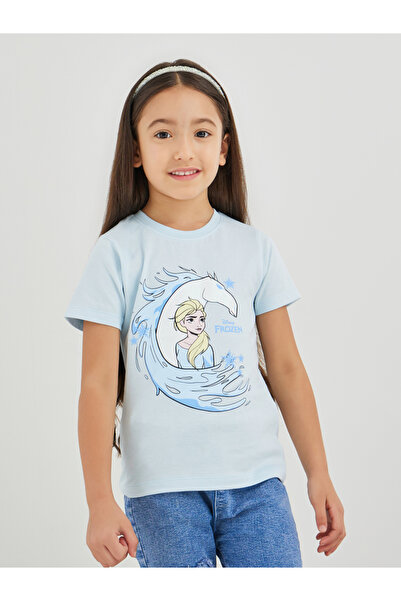 Styli تي شيرت بناتي بأكمام قصيرة مطبوع عليه صورة إلسا