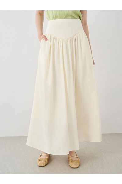 Styli Solid Pleated A-Line Maxi Skirts