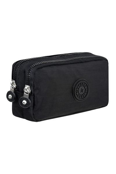 Alanç Gift Rucsac de lux negru pentru liceu și gimnaziu și suport pentru stilou cu compartiment dublu + breloc cadou
