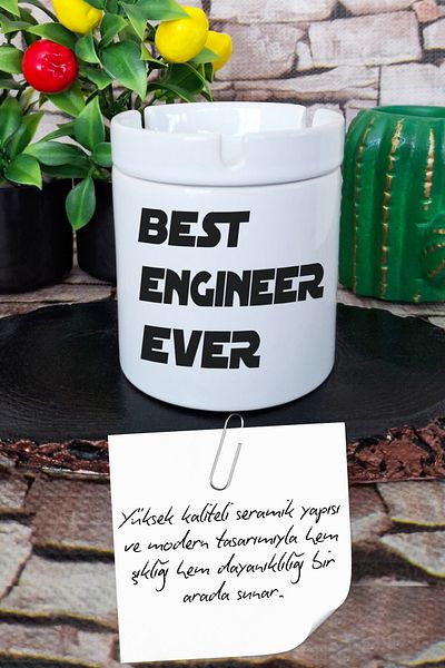 qoeuyl boutique Best Engineer Ever Engineer Gift Printed Ceramic Lid Odorless Ashtray