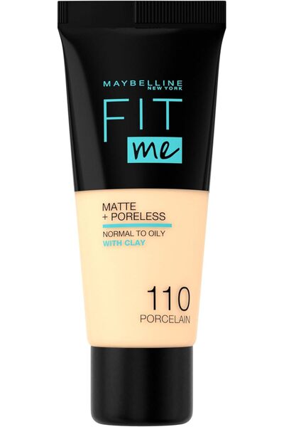 Maybelline New York كريم أساس مايبيلين فيت مي مات + بورليس، درجة لون بورسلين 110