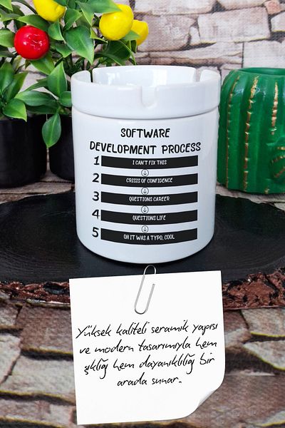 qoeuyl boutique Software Engineer Software Development Fun Gift Printed Ceramic Lid Odorless Ashtray