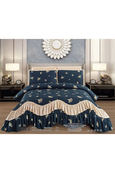 CHIRASO CHIRASO Bedspread Set, Finet Microfiber, Ruffles, 3 Pieces, 220x270cm, 2 Pillowcases 50x70+5cm
