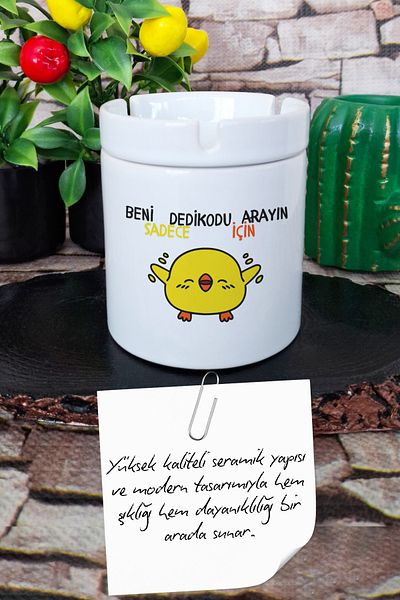 qoeuyl boutique Just Call Me for Gossip Fun Funny Gift Printed Ceramic Lid Odorless Ashtray