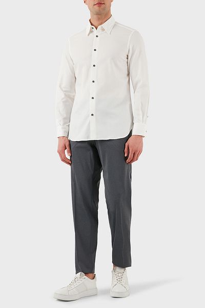Emporio Armani 100% Cotton Regular Fit Button down Long Sleeve Shirt Men's Shirt Em001537 Af14341 F0093