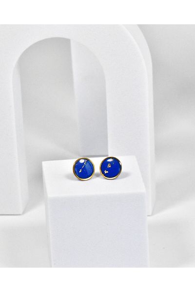 NARRU Handmade NARRU earrings, round, 1.2 mm, Electric blue and gold, Koralia
