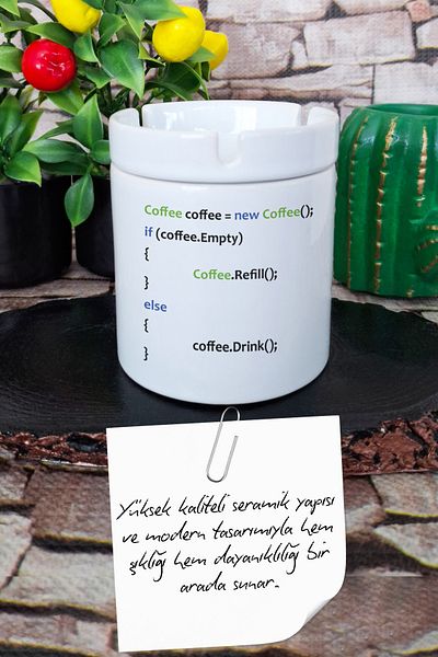 qoeuyl boutique Coffee Software Engineer Java Fun Gift Τυπωμένο κεραμικό τασάκι χωρίς οσμή με καπάκι