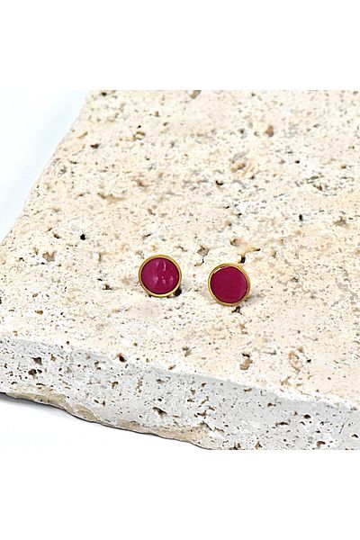 NARRU Cercei NARRU lucrati manual, rotunzi, 1.2 mm, burgundi si auriu, Koralia