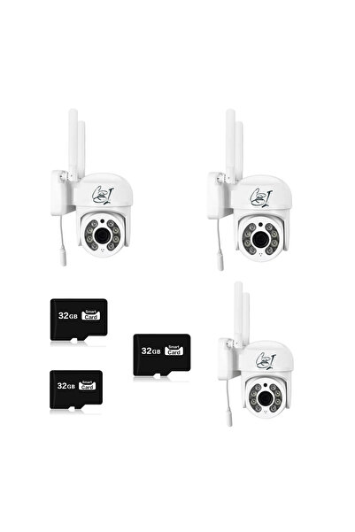 COBI SMART® Set 3 camere de supraveghere Wi-Fi IP JT-8160, rotatie 355°, Full HD 2MP, include 3 x 32 GB