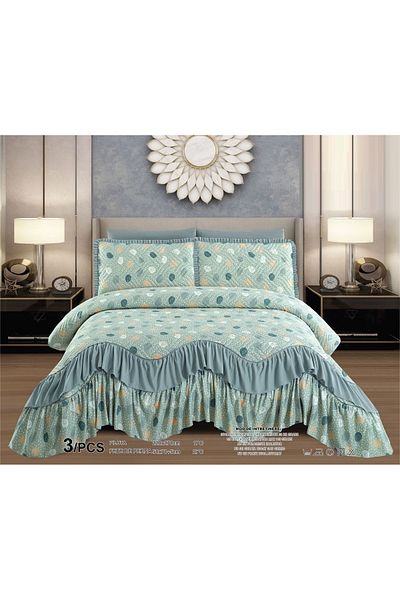 CHIRASO CHIRASO Bedspread Set, Finet Microfiber, Ruffles, 3 Pieces, 220x270cm, 2 Pillowcases 50x70+5cm