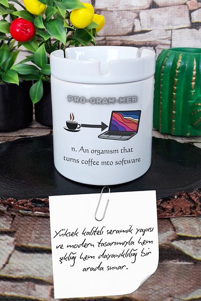 qoeuyl boutique Computer Programmer Software Engineer Dictionary Fun Printed Ceramic Lid Odorless Ashtray