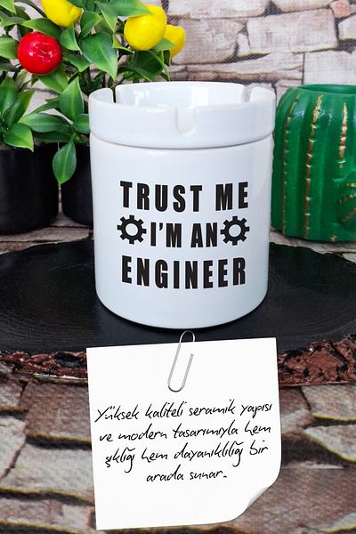 qoeuyl boutique Trust Me I'M an Engineer Engineer Gift Printed Ceramic Lid Odorless Ashtray