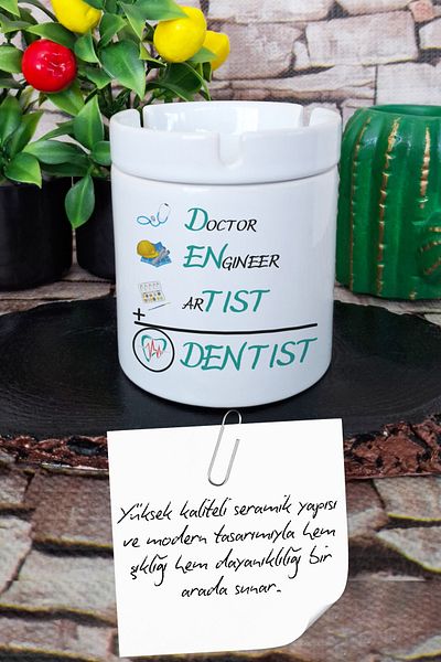 qoeuyl boutique Dentist Dental Dentist Dentist Doctor Gift Fun Printed Ceramic Lid Odorless Ashtray