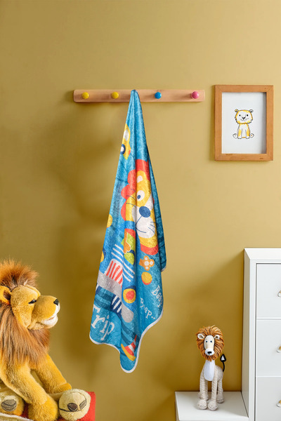 Genel Markalar Bebek & Çocuk Aslan Desenli Konforlu Plaj Havlusu Pamuklu Yumu...