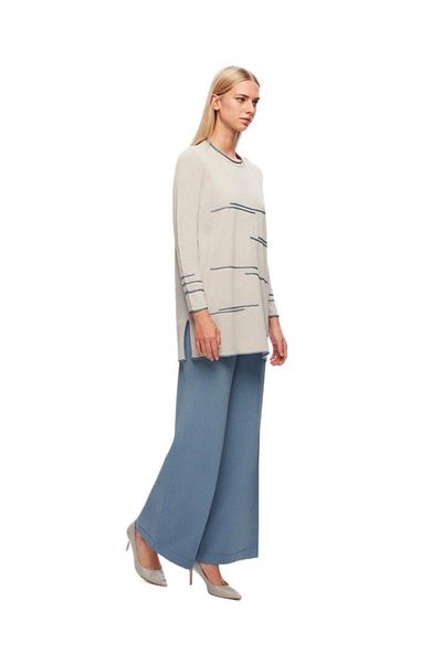 MISS DALIDA Gray Front Knitted Technical Knitwear Tunic