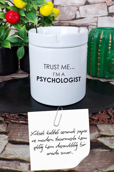 qoeuyl boutique Trust Me I'M a Psychologist Printed Ceramic Lid Odorless Ashtray