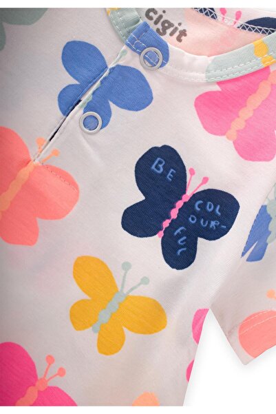Cigit Patterned Jumpsuit 0-3 Years Butterfly Pattern