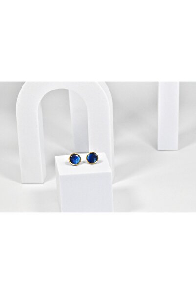 NARRU Handmade NARRU earrings, round, 1.2 mm, Navy blue, blue, blue and gold, Koralia