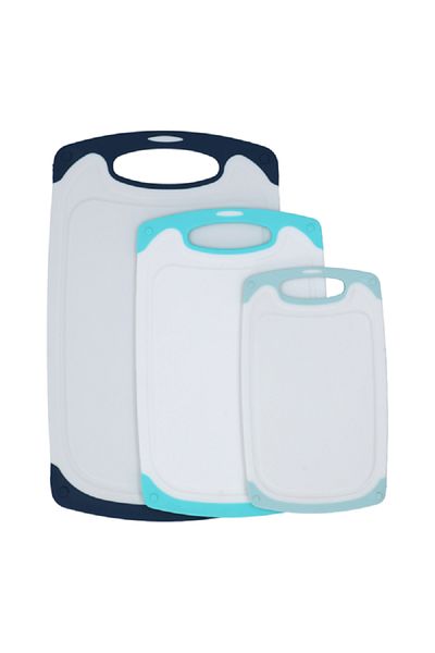 Core Kitchen 3-Piece Anti-Microbial Series Chopping Boards White and Blue