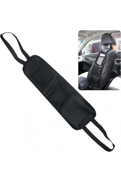 Johiux Set de 2 organizatoare pentru scaun auto, poliester, negru, 14 x 42 cm