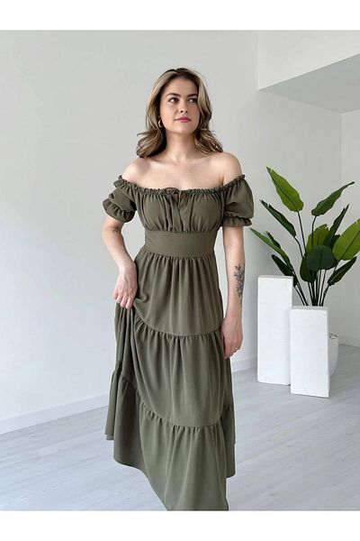 Dks Life Madonna Collar Front Gathered Flounce Layered Ayrobin Dress